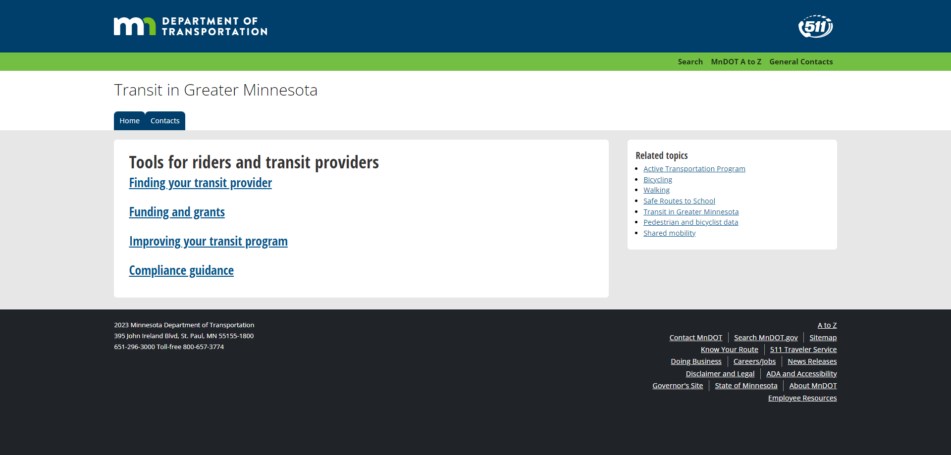 New Transit home page